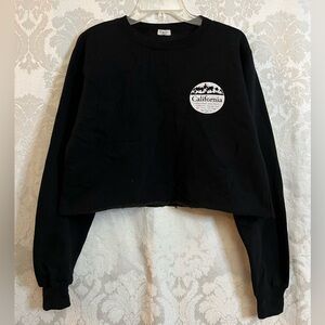 Brandy Melville John Galt California Graphic Black Cropped Sweatshirt Size S GUC